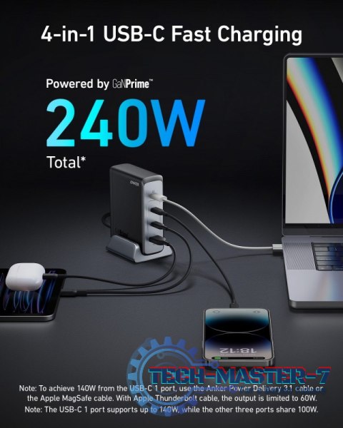 Ładowarka 749 GaNPrime 240W USB-C x 3 USB-A x 1 Ładowarka 749 GaNPrime 240W USB-C x 3 USB-A x 1