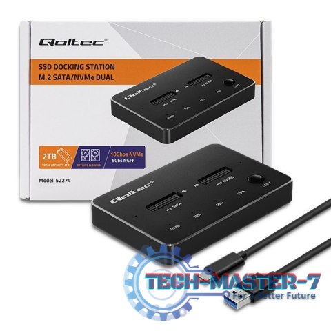 Stacja dokująca dysków SSD M.2 | NVMe | SATA | USB-C | DUAL 2 x 2TB Stacja dokująca dysków SSD M.2 | NVMe | SATA | USB-C | DUAL 2 x 2TB