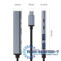 HUB adapter USB-C 3.1 5w1 | USB-C PD | USB-C | 2x USB 2.0 | USB 3.0