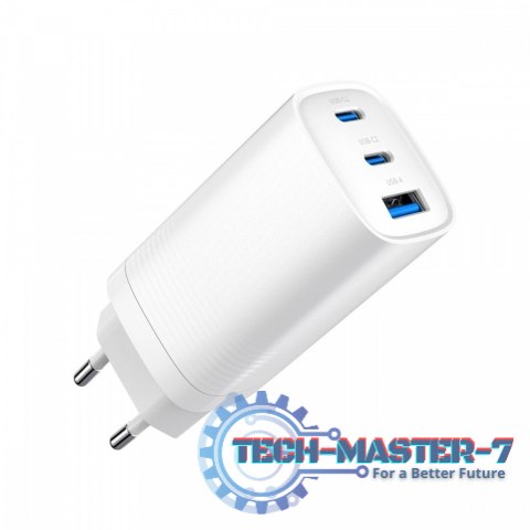 Ładowarka PowerDelivery 1xA 2xC GaN 65W Biała Ładowarka PowerDelivery 1xA 2xC GaN 65W Biała