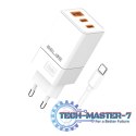Ładowarka sieciowa 65W GaN 2xUSB-C + USB-A+ kabel USB-C Biała