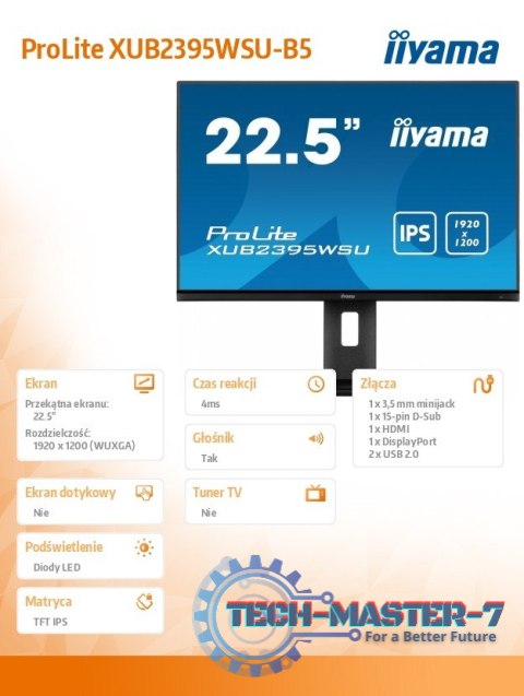 Monitor 22.5 cala XUB2395WSU-B5 IPS, PIVOT, 1920x1200, DP, HDMI, VGA, 16:10, 2xUSB, 2x2W, Freesync, HAS(150mm) Monitor 22.5 cala XUB2395WSU-B5 IPS, PIVOT, 1920x1200, DP, HDMI, VGA, 16:10, 2xUSB, 2x2W, Freesync, HAS(150mm)