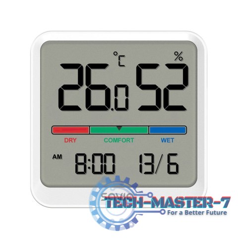 Czujnik temperatury i wilgotności, do użytku wewnętrznego, ekran LCD, zegar, data, uchwyt z magnesem, CT-01/W Biały Czujnik temperatury i wilgotności, do użytku wewnętrznego, ekran LCD, zegar, data, uchwyt z magnesem, CT-01/W Biały