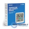 Czujnik temperatury i wilgotności, do użytku wewnętrznego, ekran LCD, zegar, data, uchwyt z magnesem, CT-01/W Biały