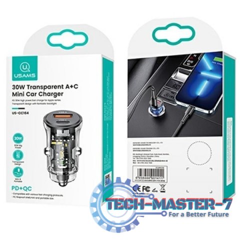 Ładowarka samochodowa 30W 1xUSB + 1xUSB-C Fast Charge Ładowarka samochodowa 30W 1xUSB + 1xUSB-C Fast Charge