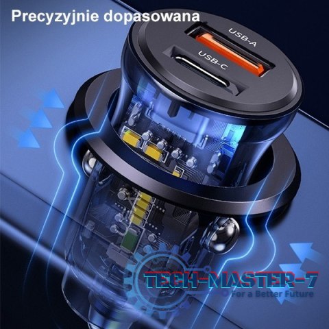 Ładowarka samochodowa 30W 1xUSB + 1xUSB-C Fast Charge Ładowarka samochodowa 30W 1xUSB + 1xUSB-C Fast Charge