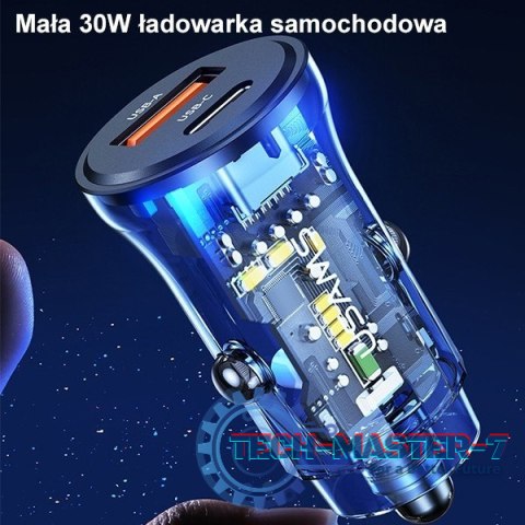Ładowarka samochodowa 30W 1xUSB + 1xUSB-C Fast Charge Ładowarka samochodowa 30W 1xUSB + 1xUSB-C Fast Charge