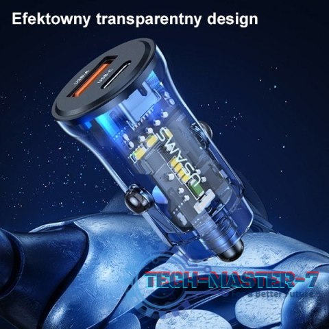 Ładowarka samochodowa 30W 1xUSB + 1xUSB-C Fast Charge Ładowarka samochodowa 30W 1xUSB + 1xUSB-C Fast Charge