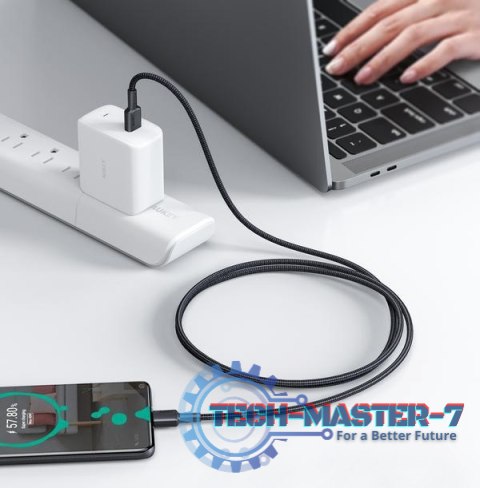 CB-CD45 nylonowy kabel USB C - USB C | 0,9m | 3A | 60W PD | 20V CB-CD45 nylonowy kabel USB C - USB C | 0,9m | 3A | 60W PD | 20V