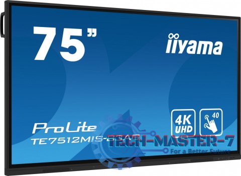 Monitor 75 cali ProLite TE7512MIS-B3AG,INFRARED,40pkt,IPS,4K, 24/7, 7H, WiFi,VGA, HDMI, USB-c, Bluetooth,metal,8ms, vesa, głośni Monitor 75 cali ProLite TE7512MIS-B3AG,INFRARED,40pkt,IPS,4K, 24/7, 7H, WiFi,VGA, HDMI, USB-c, Bluetooth,metal,8ms, vesa, głośni