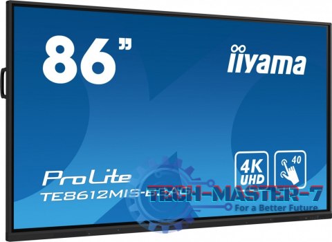 Monitor 85.6 cala ProLite TE8612MIS-B3AG,INFRARED,40pkt,VA,4K, 24/7, 7H, WiFi,VGA, HDMI, USB-c, Bluetooth,metal,8ms, vesa, głośn Monitor 85.6 cala ProLite TE8612MIS-B3AG,INFRARED,40pkt,VA,4K, 24/7, 7H, WiFi,VGA, HDMI, USB-c, Bluetooth,metal,8ms, vesa, głośn