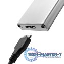 Obudowa | kieszeń na dysk M.2 SSD | SATA | NGFF | USB 3.0 | Superspeed 5Gb/s | 2TB | Srebrna
