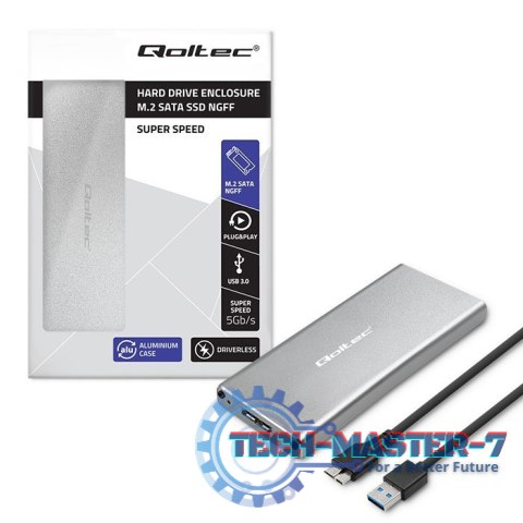 Obudowa | kieszeń na dysk M.2 SSD | SATA | NGFF | USB 3.0 | Superspeed 5Gb/s | 2TB | Srebrna Obudowa | kieszeń na dysk M.2 SSD | SATA | NGFF | USB 3.0 | Superspeed 5Gb/s | 2TB | Srebrna