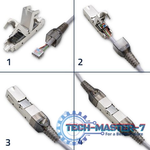 Wtyk RJ45 beznarzędziowy STP | CAT6 | JACK PIN | T568B | T568A Wtyk RJ45 beznarzędziowy STP | CAT6 | JACK PIN | T568B | T568A
