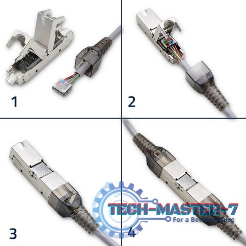 Wtyk RJ45 beznarzędziowy STP | CAT6A | JACK PIN | T568B | T568A Wtyk RJ45 beznarzędziowy STP | CAT6A | JACK PIN | T568B | T568A