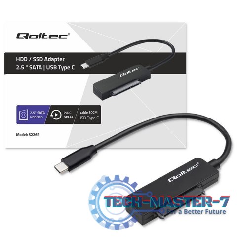 Adapter SATA | Przejściówka na dysk SSD HDD 2.5" | USB-C | Super speed 5Gb/s | 2TB Adapter SATA | Przejściówka na dysk SSD HDD 2.5" | USB-C | Super speed 5Gb/s | 2TB