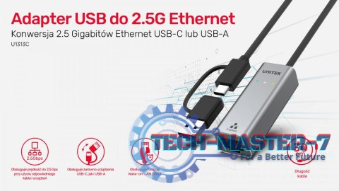 Adapter USB-A/C 3.1 GEN1 RJ45; 2,5 Gbps; U1313C Adapter USB-A/C 3.1 GEN1 RJ45; 2,5 Gbps; U1313C