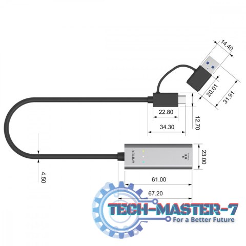 Adapter USB-A/C 3.1 GEN1 RJ45; 2,5 Gbps; U1313C Adapter USB-A/C 3.1 GEN1 RJ45; 2,5 Gbps; U1313C
