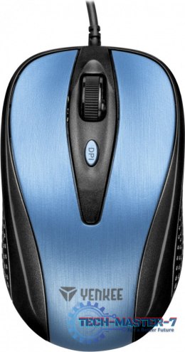 Mysz przewodowa USB , 4 przyciski, optyczna, symetryczna, Błękit