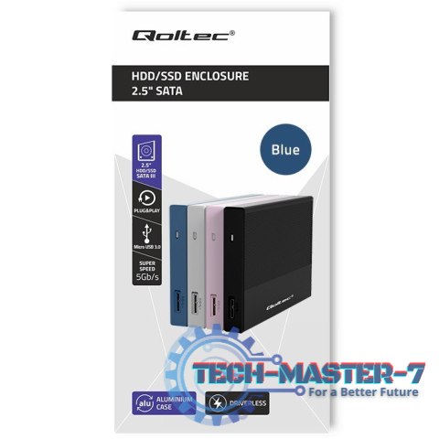 Obudowa | Kieszeń na dysk SSD HDD 2.5" | SATA | USB 3.0 | Super speed 5Gb/s | 2TB | Niebieskia Obudowa | Kieszeń na dysk SSD HDD 2.5" | SATA | USB 3.0 | Super speed 5Gb/s | 2TB | Niebieskia